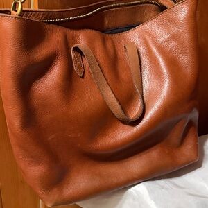 Madewell Elegant Brown Leather Tote Bag